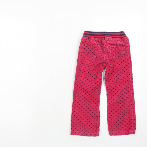 Mini Boden Girls Pink Polka Dot Cotton Jogger Trousers Size 4 Years Regular Drawstring