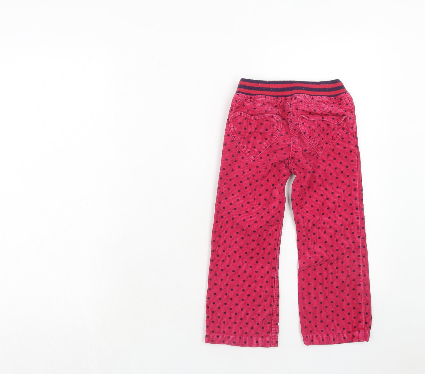 Mini Boden Girls Pink Polka Dot Cotton Jogger Trousers Size 4 Years Regular Drawstring