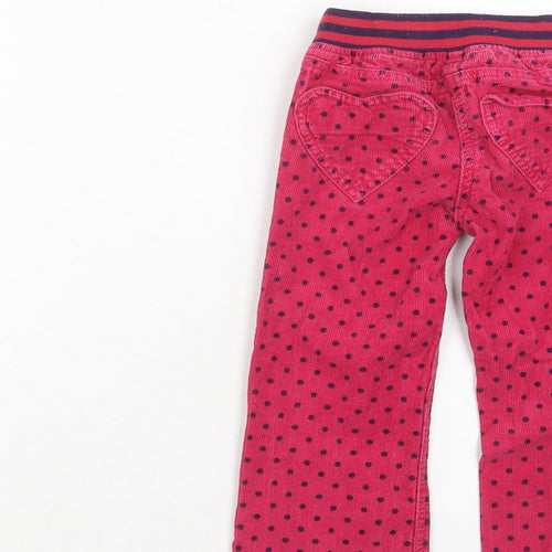 Mini Boden Girls Pink Polka Dot Cotton Jogger Trousers Size 4 Years Regular Drawstring