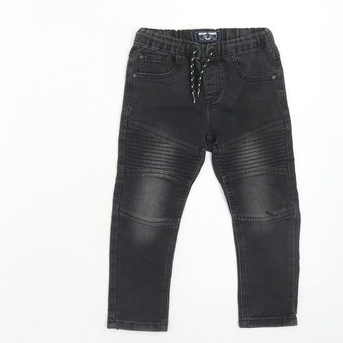NEXT Boys Black Cotton Skinny Jeans Size 2-3 Years Regular Drawstring