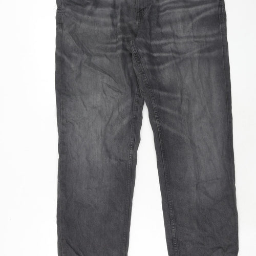 Debenhams Mens Grey Cotton Straight Jeans Size 36 in Regular Zip