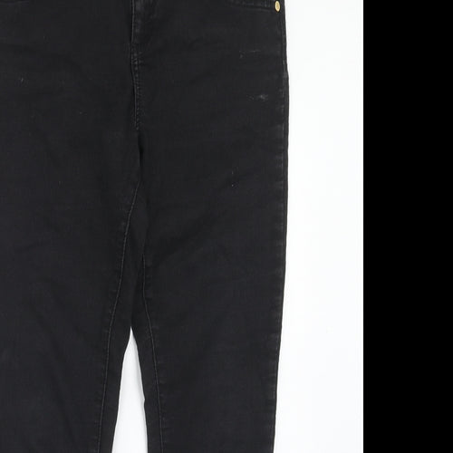 Miss Selfridge Womens Black Cotton Skinny Jeans Size 14 Regular Zip