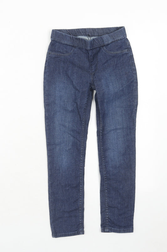H&M Girls Blue Cotton Skinny Jeans Size 6-7 Years Regular Pullover