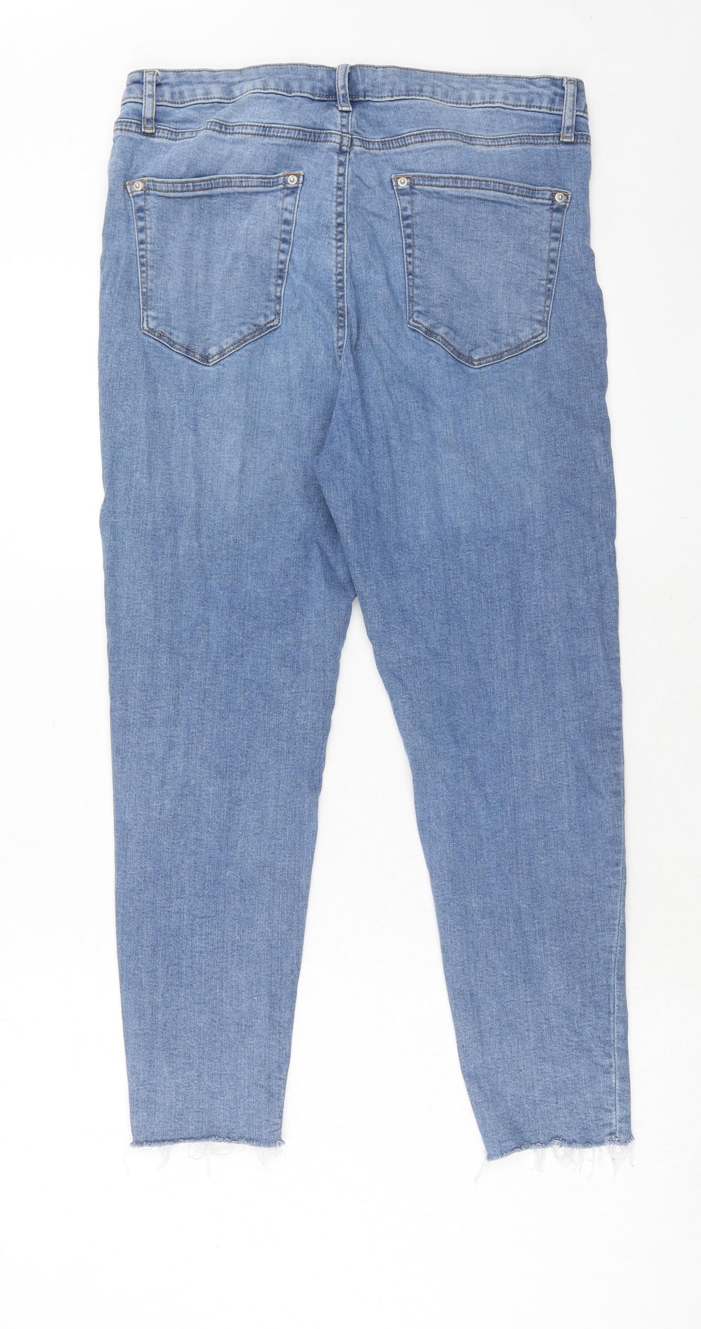 Miss Selfridge Womens Blue Cotton Skinny Jeans Size 14 Regular Zip