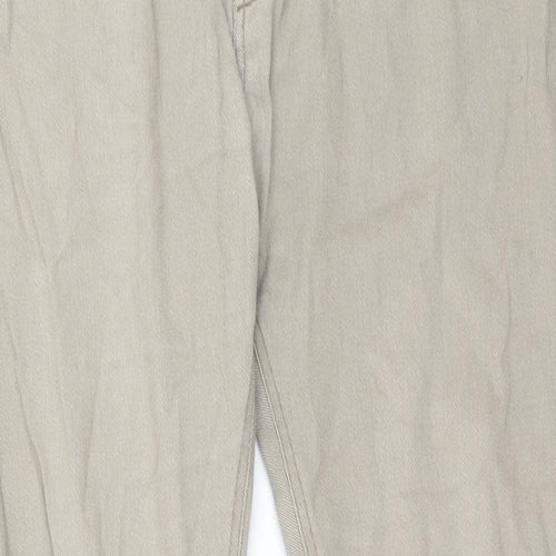 H&M Mens Beige Cotton Straight Jeans Size 36 in Regular Zip