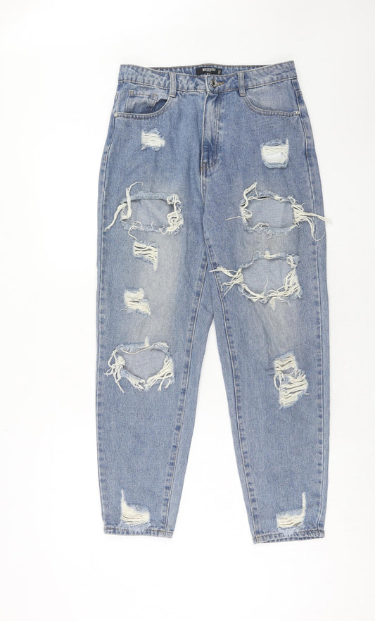 Missguided Womens Blue Cotton Mom Jeans Size 8 Regular Zip