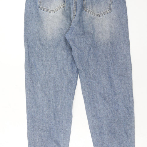 Missguided Womens Blue Cotton Mom Jeans Size 8 Regular Zip
