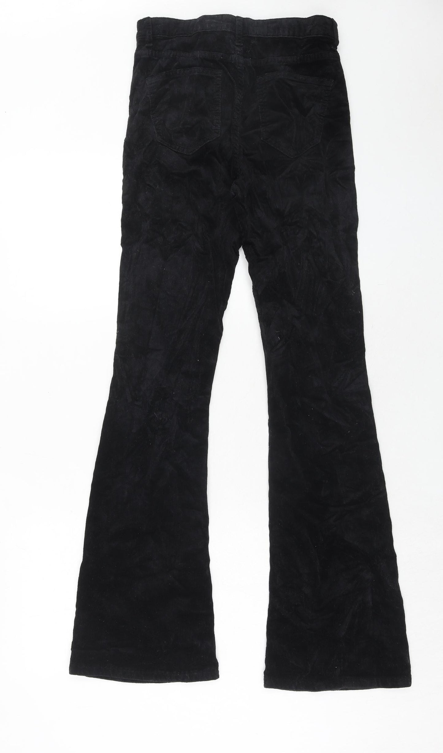 Zara Womens Black Cotton Trousers Size 6 Regular Zip