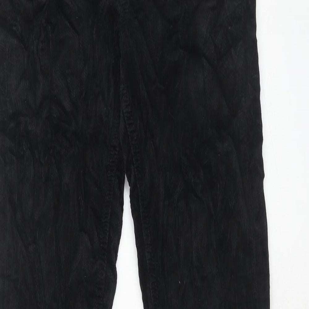 Zara Womens Black Cotton Trousers Size 6 Regular Zip