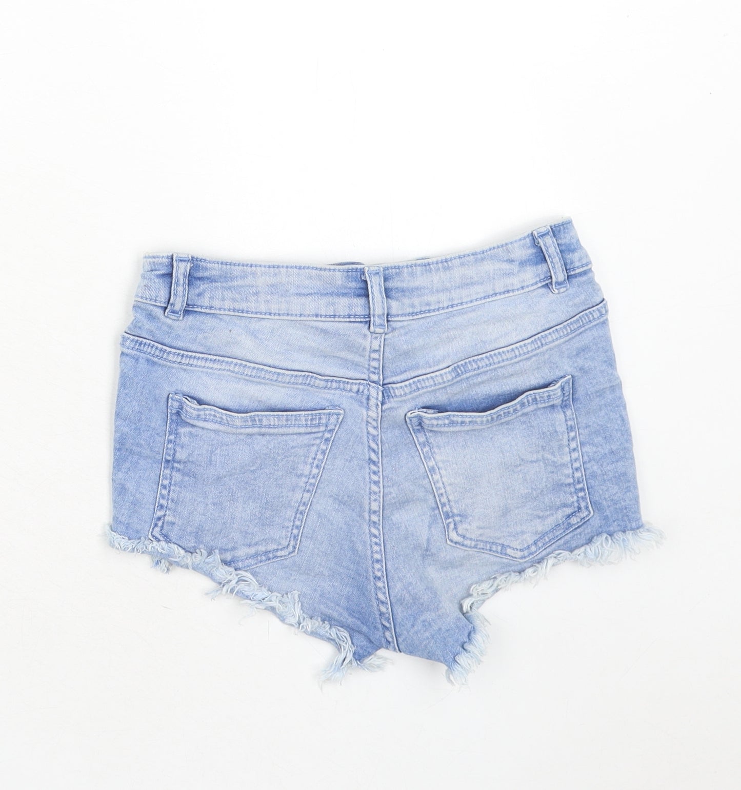 H&M Womens Blue Cotton Cut-Off Shorts Size 4 Regular Zip