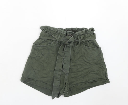 River Island Womens Green Cotton Chino Shorts Size 8 Regular Zip