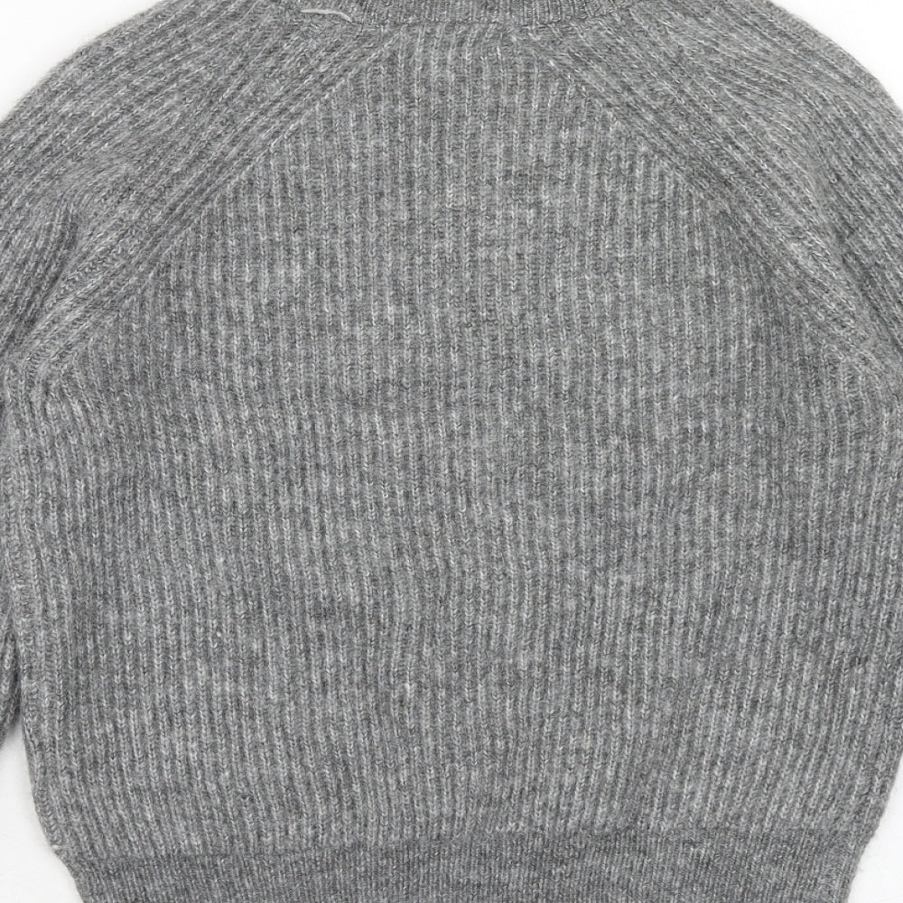 Marks and Spencer Mens Grey High Neck Acrylic Pullover Jumper Size S Long Sleeve