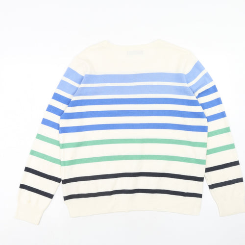 Marks and Spencer Womens Multicoloured Round Neck Striped Acrylic Pullover Jumper Size 16