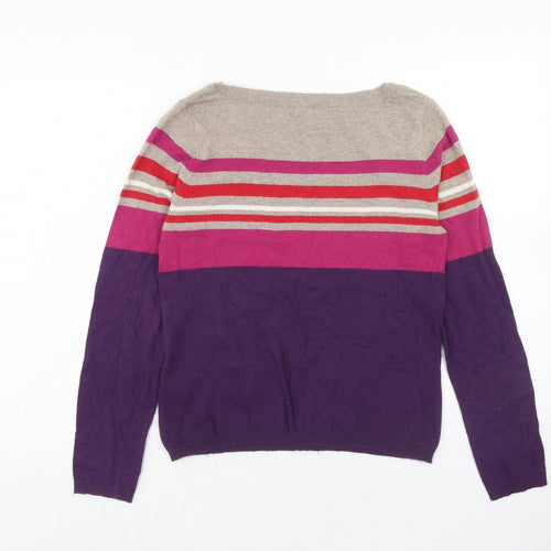 John Lewis Womens Multicoloured Round Neck Striped Cotton Pullover Jumper Size 12