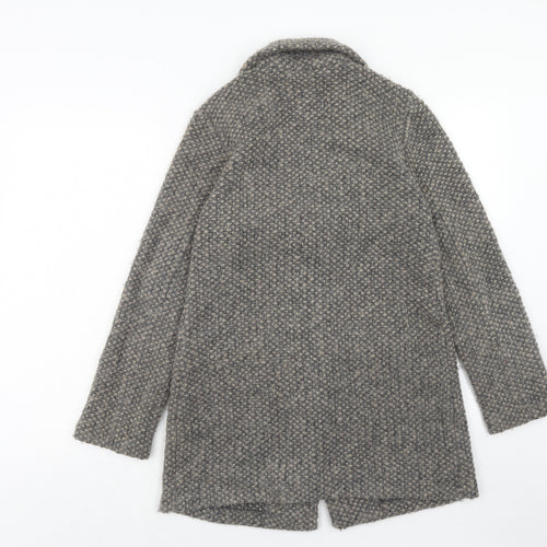 Paul Costelloe Womens Brown Geometric Overcoat Coat Size 8 Button