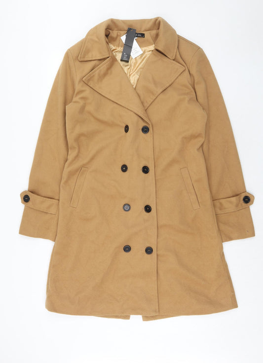 Zanzea Womens Brown Overcoat Coat Size M Button