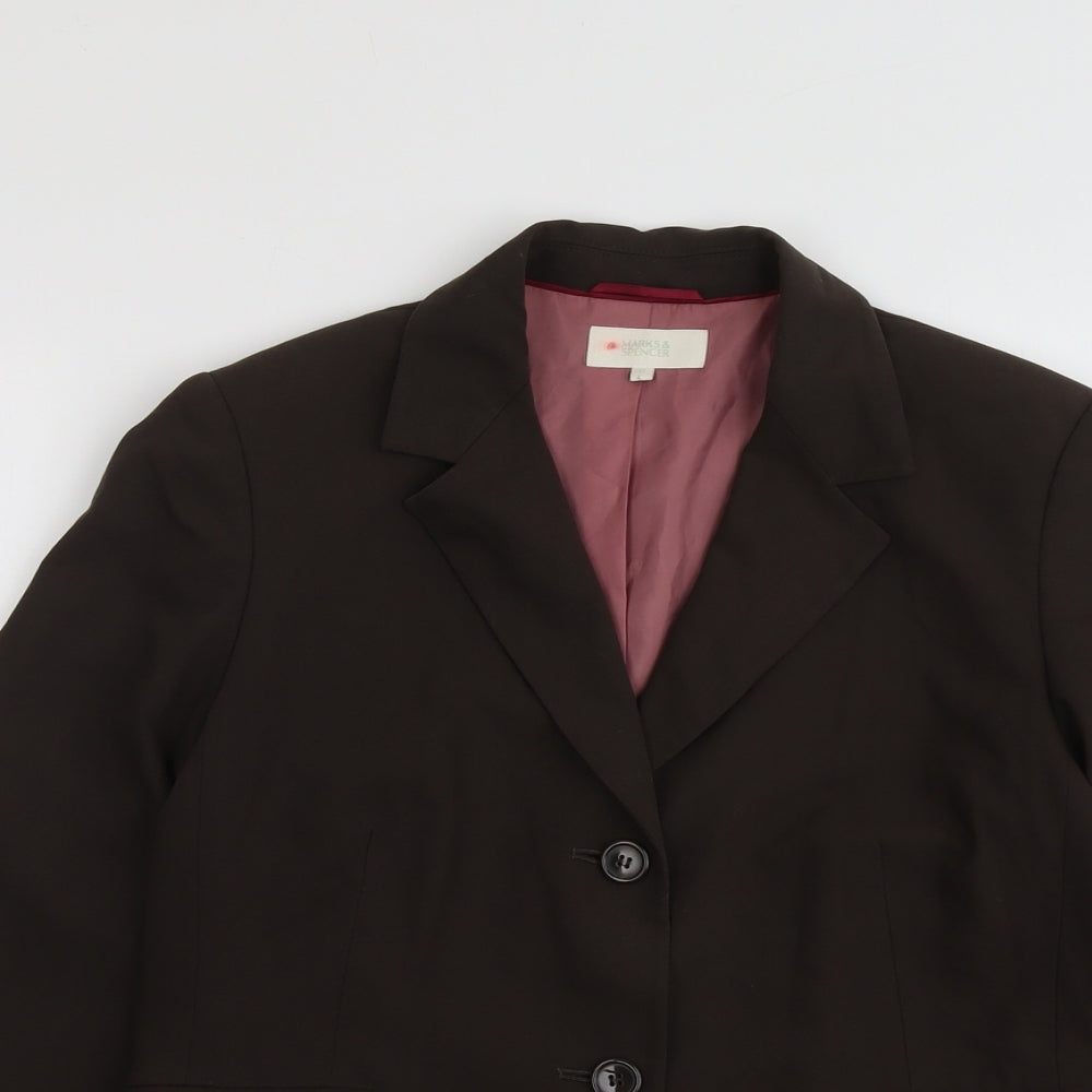Marks and Spencer Womens Brown Polyester Jacket Blazer Size 16