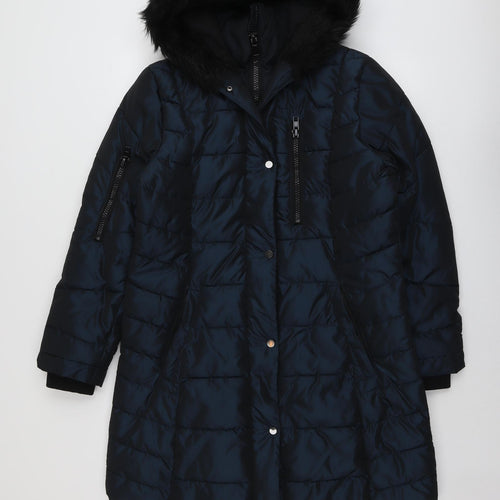NEXT Womens Blue Quilted Coat Size 14 Zip