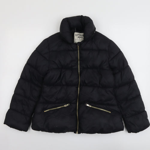 Marks and Spencer Girls Black Puffer Jacket Jacket Size 11-12 Years Zip