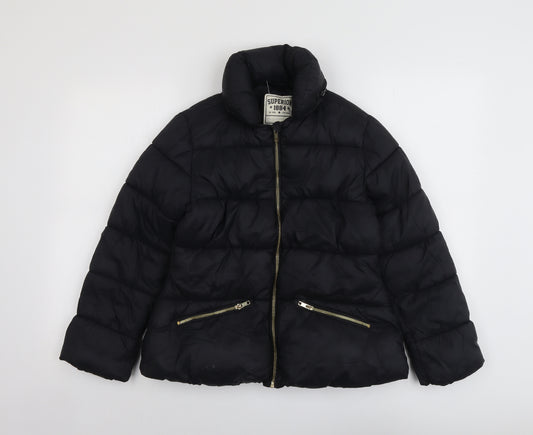 Marks and Spencer Girls Black Puffer Jacket Jacket Size 11-12 Years Zip