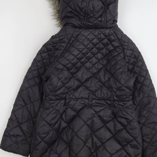 NEXT Girls Grey Quilted Jacket Size 5-6 Years Zip