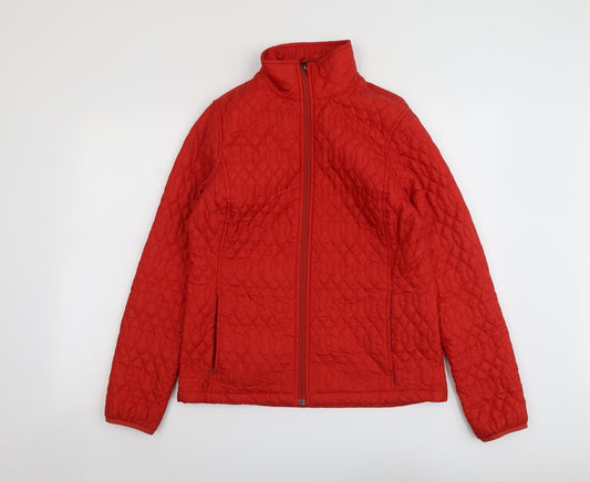 Lands' End Womens Red Geometric Quilted Jacket Size S Zip