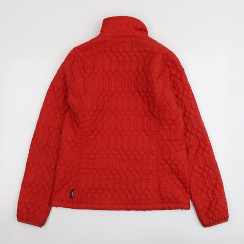 Lands' End Womens Red Geometric Quilted Jacket Size S Zip