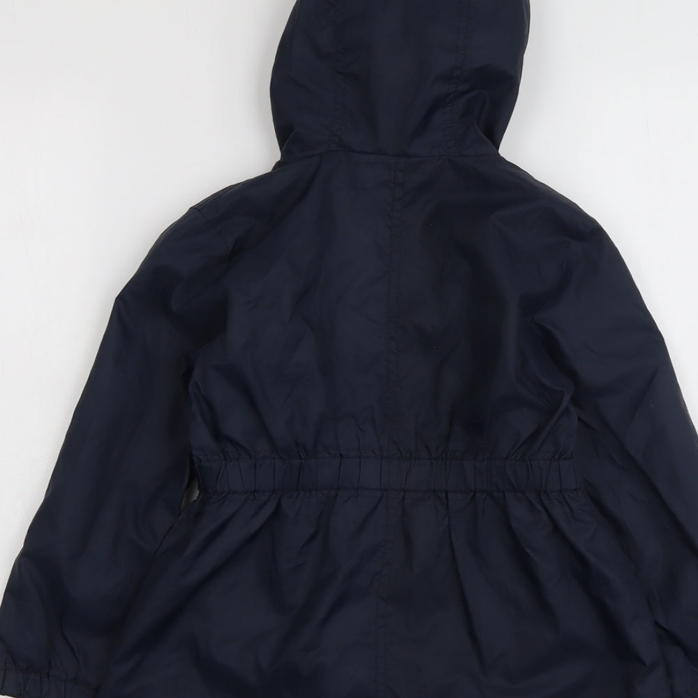 Debenhams Girls Blue Rain Coat Coat Size 7-8 Years Zip