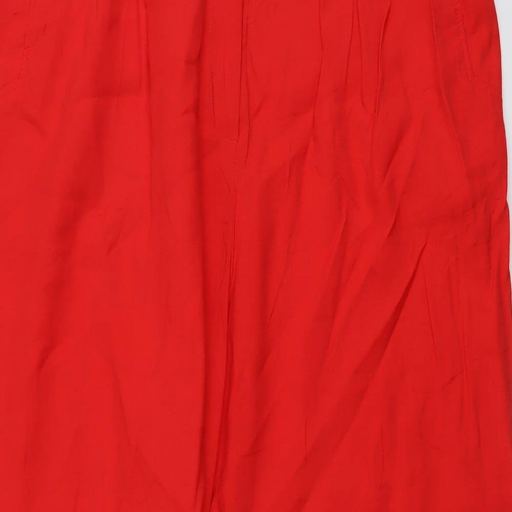 H&M Womens Red Viscose Trousers Size 18 L23 in Regular Button