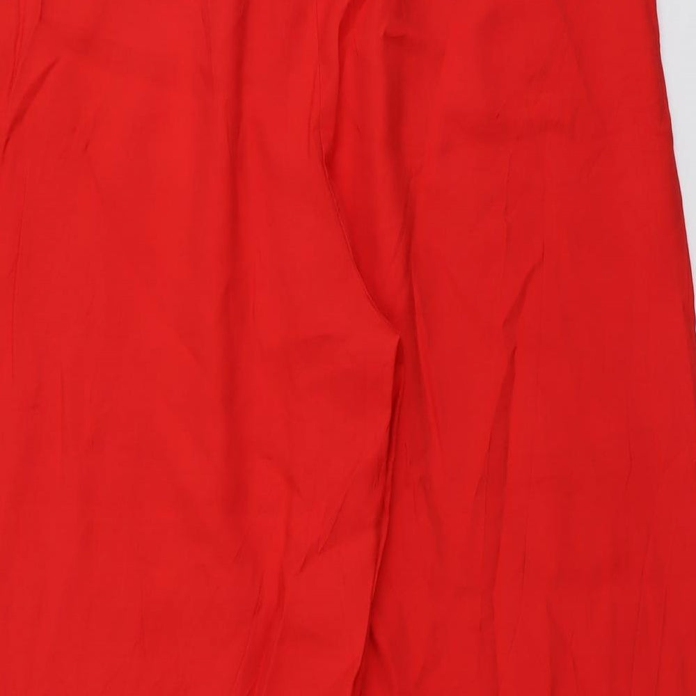 H&M Womens Red Viscose Trousers Size 18 L23 in Regular Button