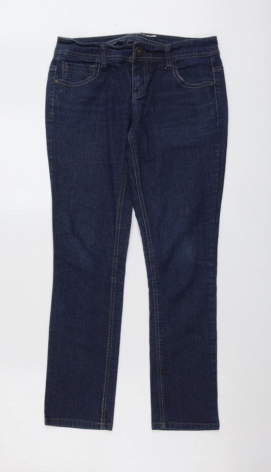 Dorothy Perkins Womens Blue Cotton Skinny Jeans Size 10 L28 in Regular Button