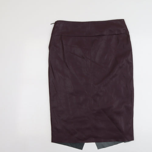 Marks and Spencer Womens Purple Polyurethane A-Line Skirt Size 14 Zip