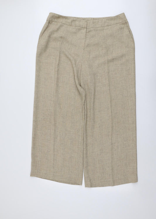 Dunnes Stores Womens Beige Plaid Polyester Trousers Size 20 L29 in Regular Button