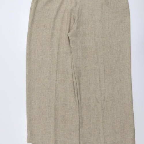 Dunnes Stores Womens Beige Plaid Polyester Trousers Size 20 L29 in Regular Button
