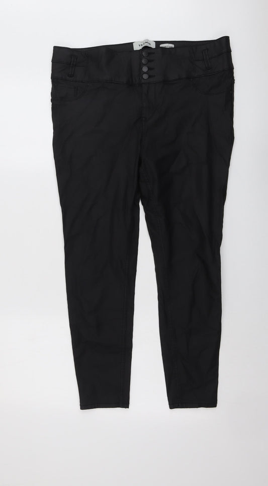 New Look Womens Black Viscose Trousers Size 18 L25 in Regular Button - Coated