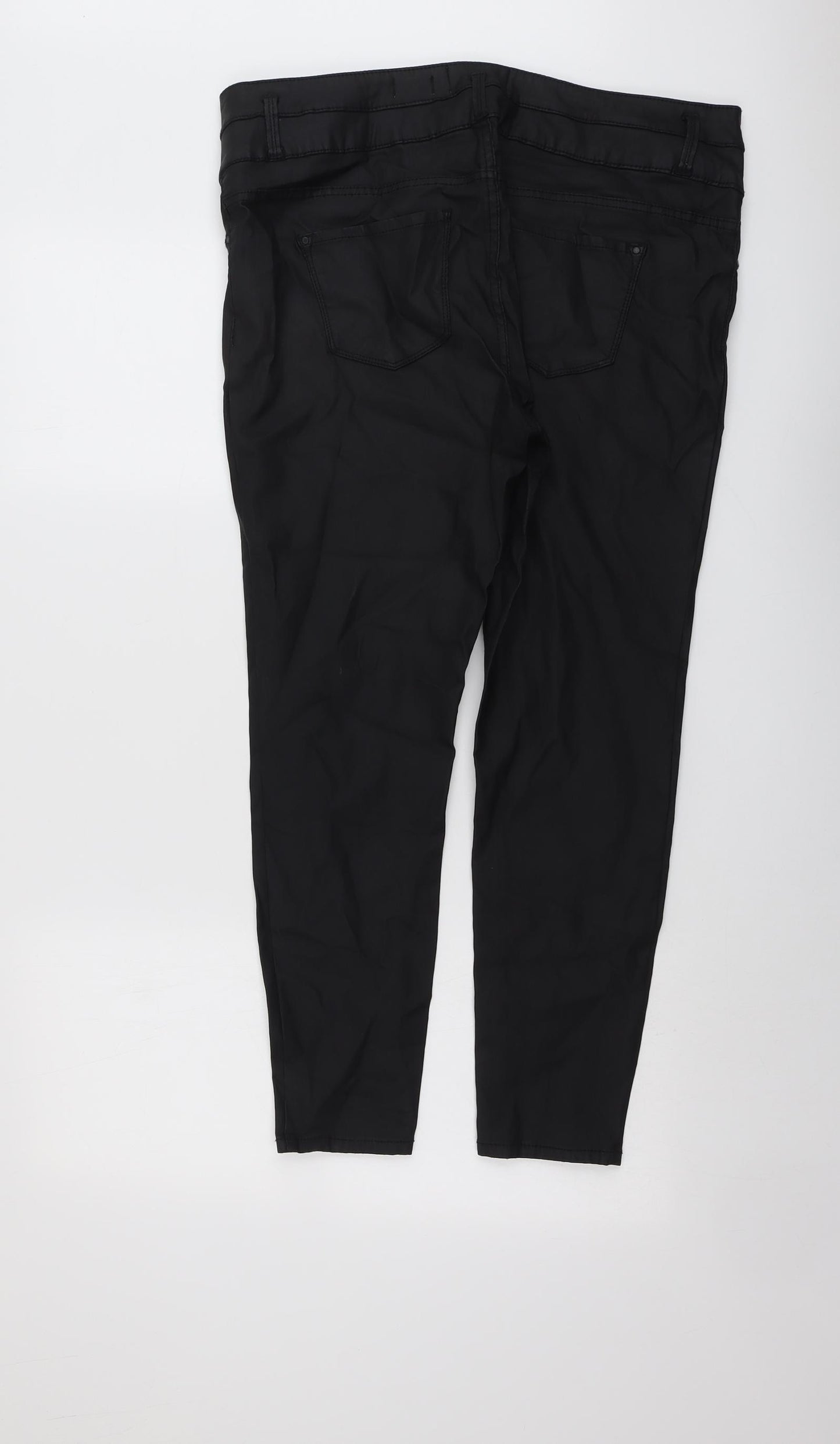 New Look Womens Black Viscose Trousers Size 18 L25 in Regular Button - Coated