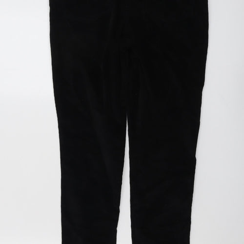 Red Herring Womens Black Cotton Trousers Size 12 L28 in Regular Button - Distressed Hems