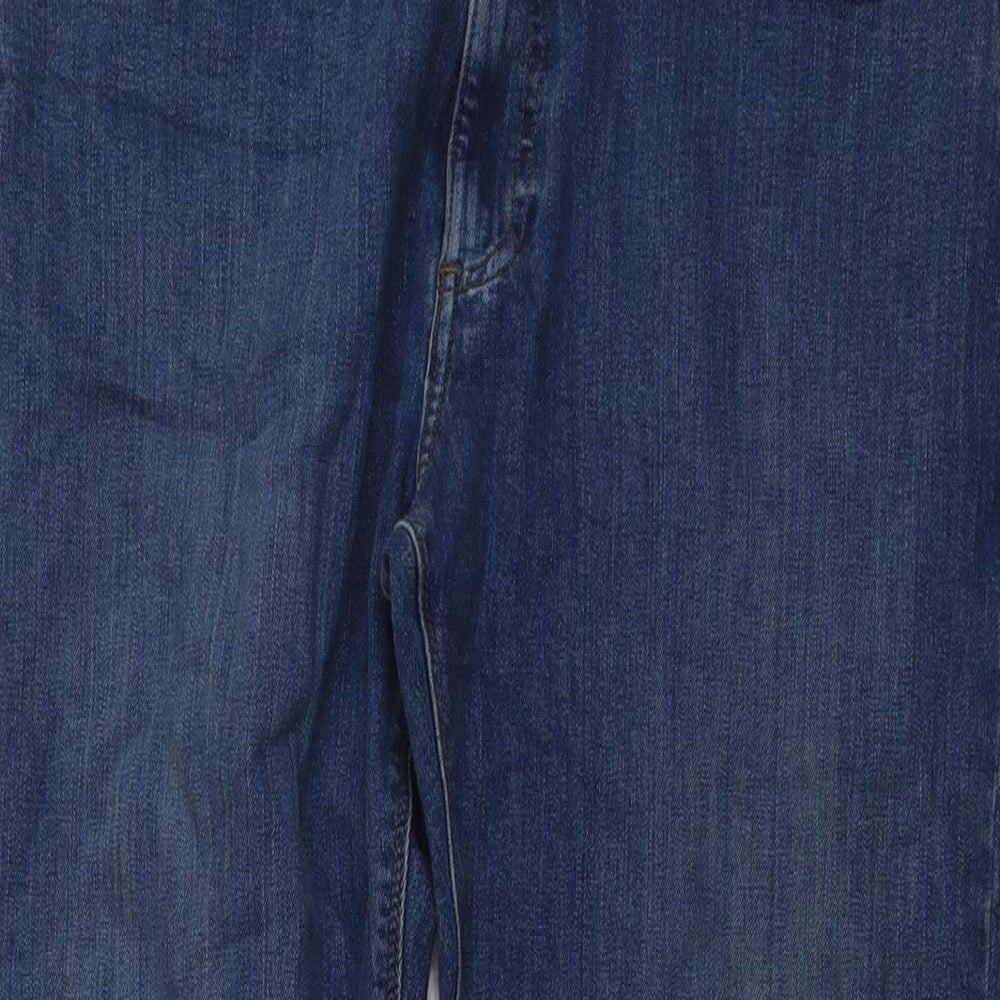 Marks and Spencer Mens Blue Cotton Straight Jeans Size 34 in L29 in Regular Button