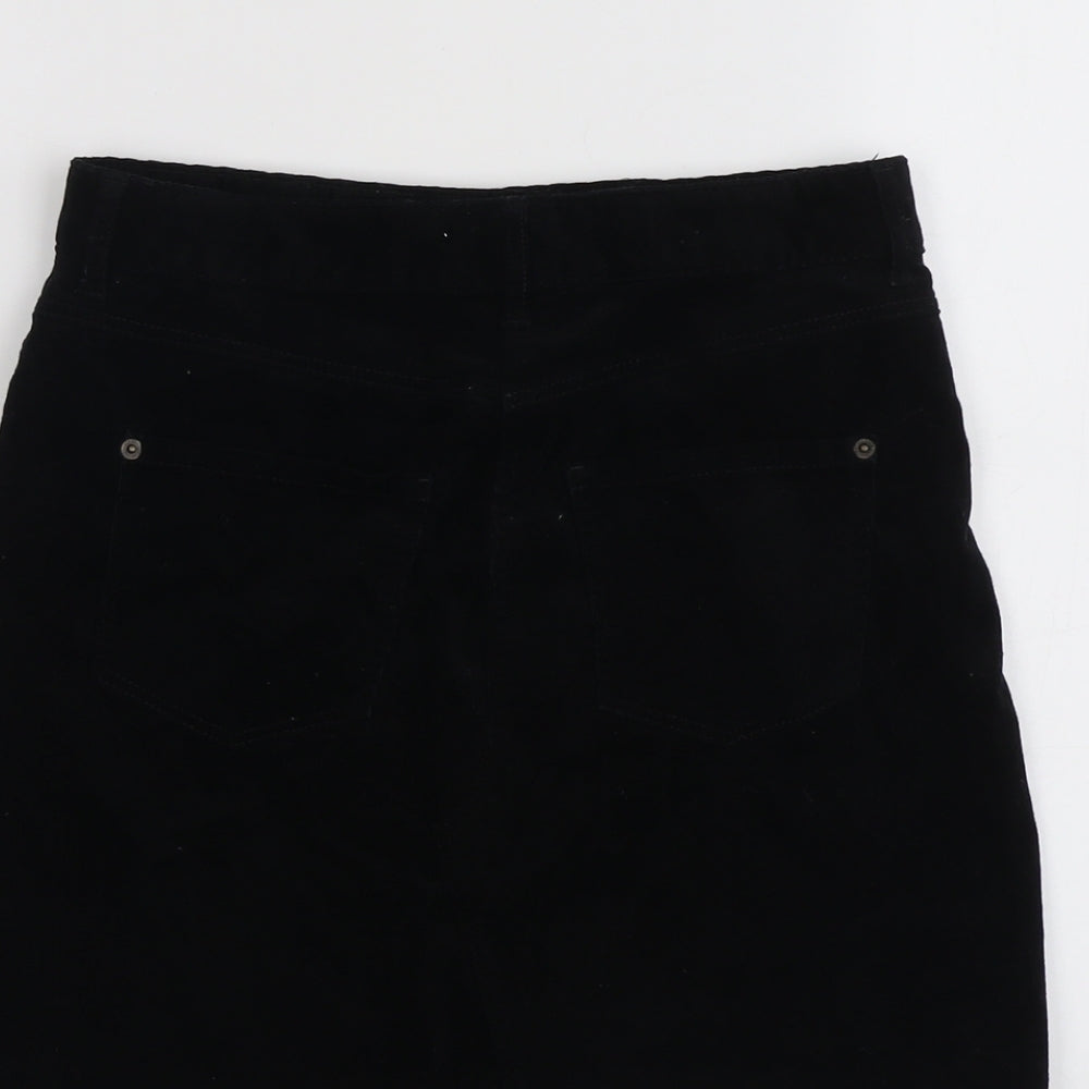 Marks and Spencer Womens Black Cotton A-Line Skirt Size 8 Button