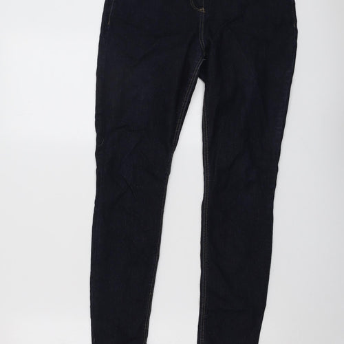 Wallis Womens Blue Cotton Skinny Jeans Size 8 L27 in Regular Button