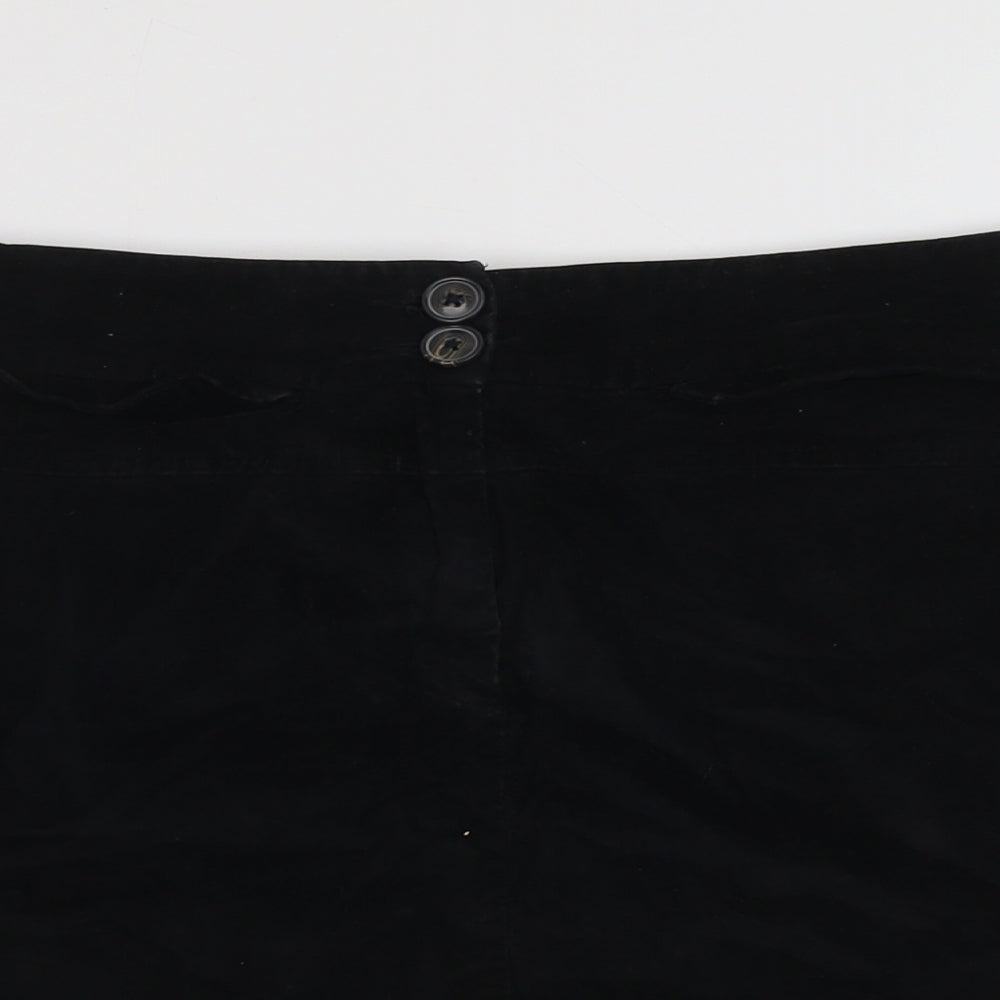 Marks and Spencer Womens Black Cotton A-Line Skirt Size 12 Button