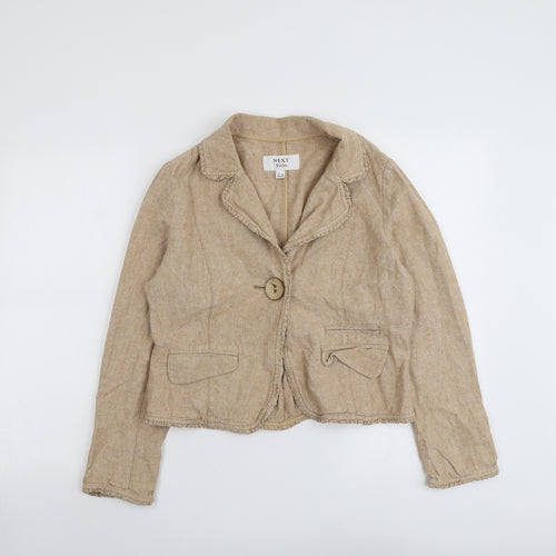 NEXT Womens Beige Linen Jacket Blazer Size 12