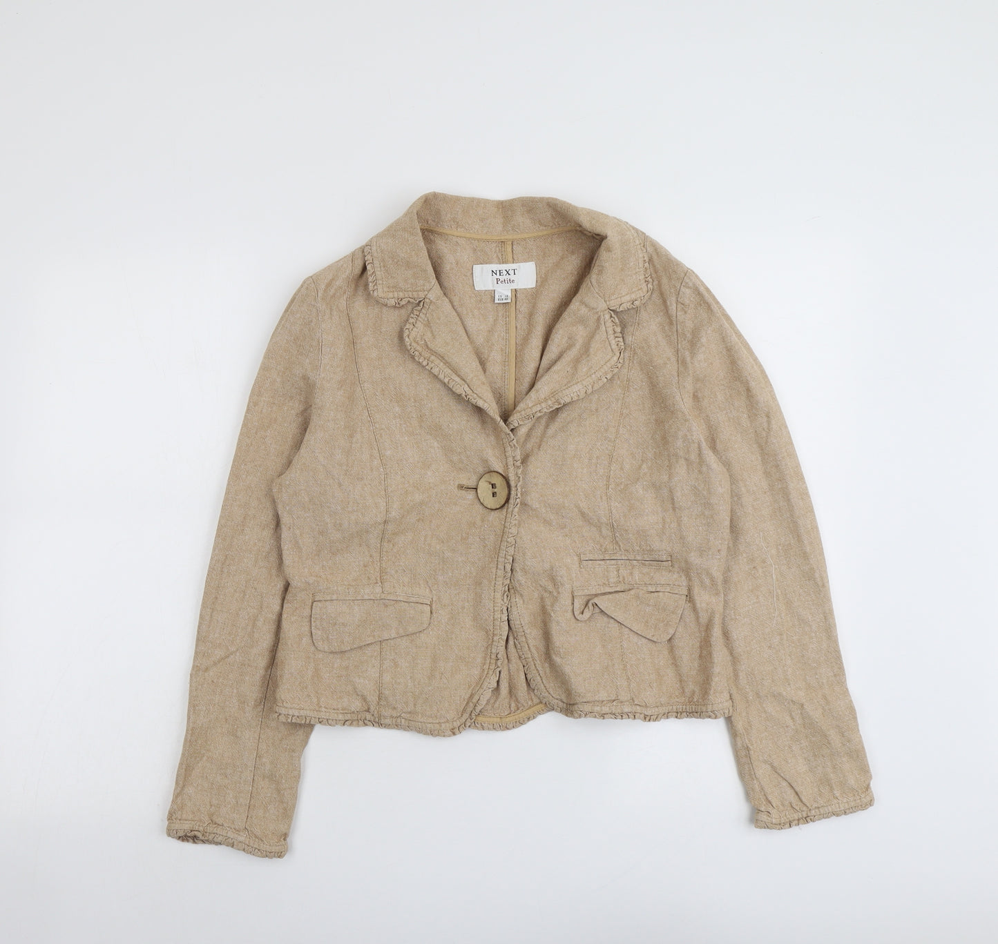 NEXT Womens Beige Linen Jacket Blazer Size 12