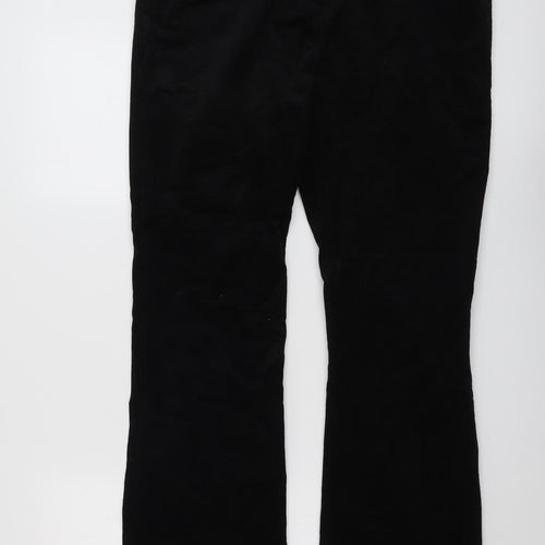 Marks and Spencer Womens Black Cotton Trousers Size 16 L31 in Regular Button