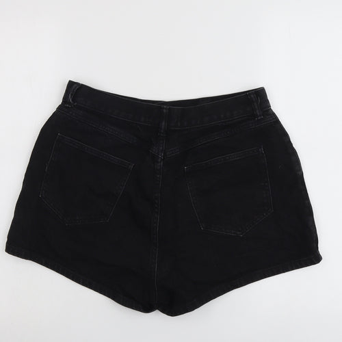 ASOS Womens Black Cotton Hot Pants Shorts Size 14 L3 in Regular Button