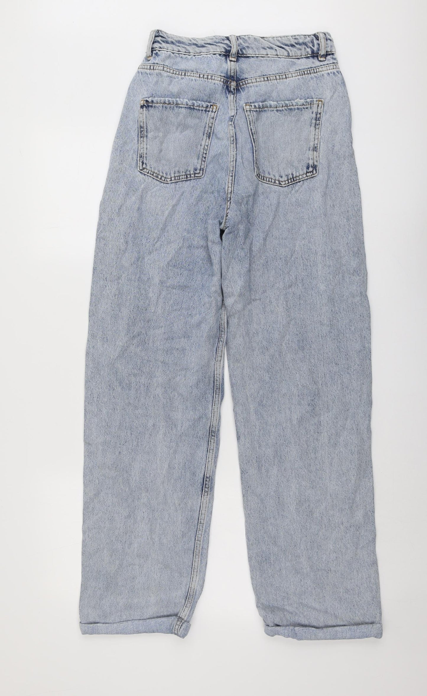 New Look Womens Blue Cotton Mom Jeans Size 8 L30 in Regular Button