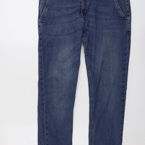 Flivez Mens Blue Cotton Skinny Jeans Size 34 in L30 in Regular Button