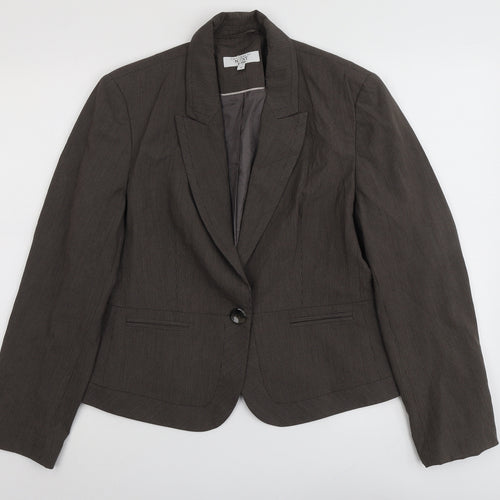 NEXT Womens Brown Striped Polyester Jacket Blazer Size 16