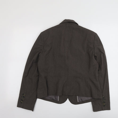 NEXT Womens Brown Striped Polyester Jacket Blazer Size 16