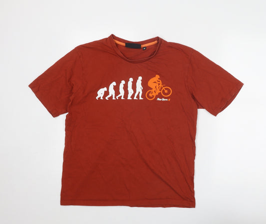 Peter Storm Mens Orange Polyester T-Shirt Size M Round Neck